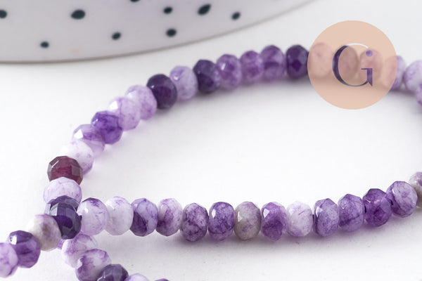 Perle rondelle jade naturel facettes 2x4mm, x1 fil de 34.5cm (G10918)