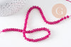 Perle rondelle jade naturel rose fuchsia facettes 6x4mm, x1 fil de 32cm (G4706)