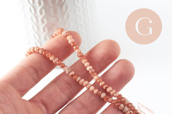 Perle rondelle jade rose,perle jade,pierre naturelle,perle facette,jade,5x3mm,fil de 36 cm, x1 (G3052)