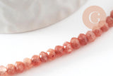 Perle rondelle jade rose,perle jade,pierre naturelle,perle facette,jade,5x3mm,fil de 36 cm, x1 (G3052)