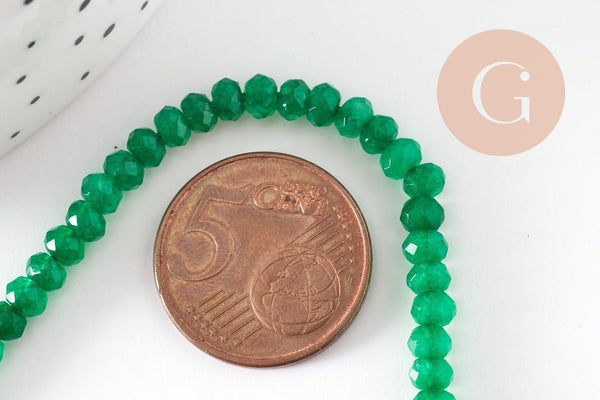 Perle rondelle jade vert,perle jade,pierre naturelle,jade naturel,4x3mm,fil de 35 cm (G4638)