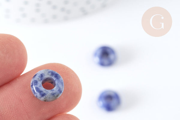 Perle rondelle sodalite création bijoux 10mm, création bijoux pierre, x 2 (G7562)