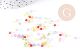 Perle toupie acrylique transparent multicolore 3mm, plastique coloré, x 5gr (G9013)