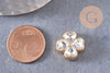 Perle trèfle 4 feuilles zamac zircons 16mm, x1 (G10402)