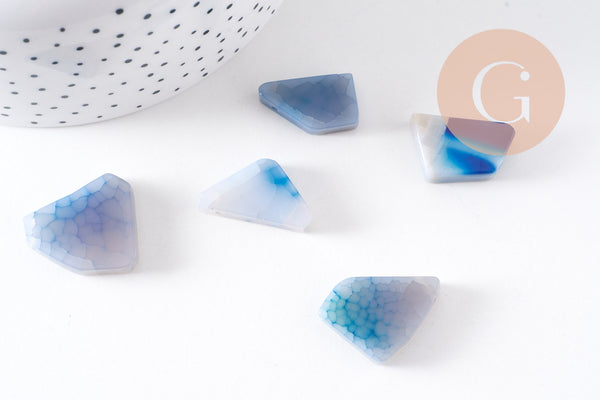 Perle triangle agate bleue en pierre naturelle pour création bijoux en agate naturelle,18-39mm, X5 (G3186)