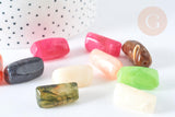 Perle tube acrylique multicolore imitation pierre 25mm, création bijou plastique, x10 G7274