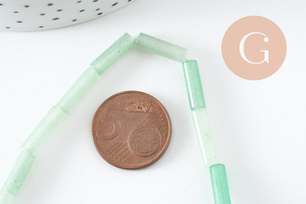 Perle tube aventurine verte naturelle 13-14mm,aventurine naturelle perle pierre,aventurine verte,fil de 39.8cm, x1 (G2835)