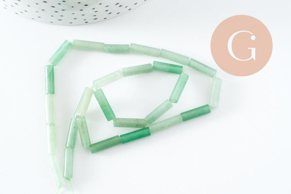 Perle tube aventurine verte naturelle 13-14mm,aventurine naturelle perle pierre,aventurine verte,fil de 39.8cm, x1 (G2835)