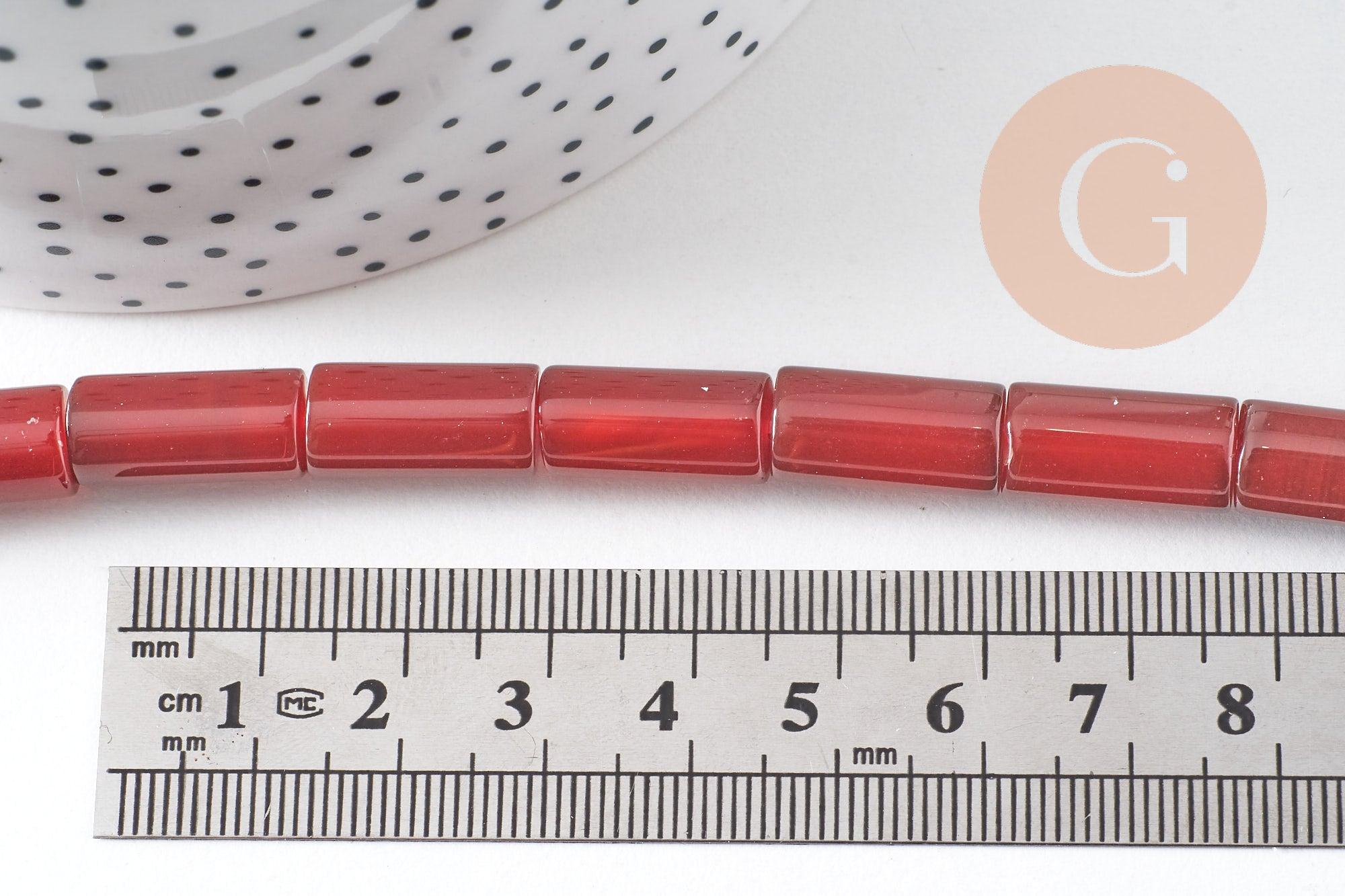Perle tube cornaline agate naturelle 16-18mm, x1 fil de 39cm (G5186)