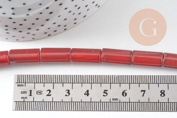 Perle tube cornaline agate naturelle 16-18mm, x1 fil de 39cm (G5186)