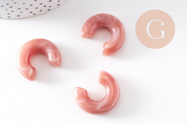 Perle tube forme U acrylique imitation pierre non percé 28mm, x2 (G10483)