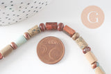 Perle tube jaspe aquaterra naturel 10mm, fil de 29.6cm x1 (G3534)