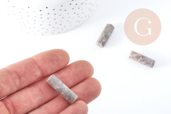 Perle tube jaspe beige naturel 27mm, x5 (G8288)