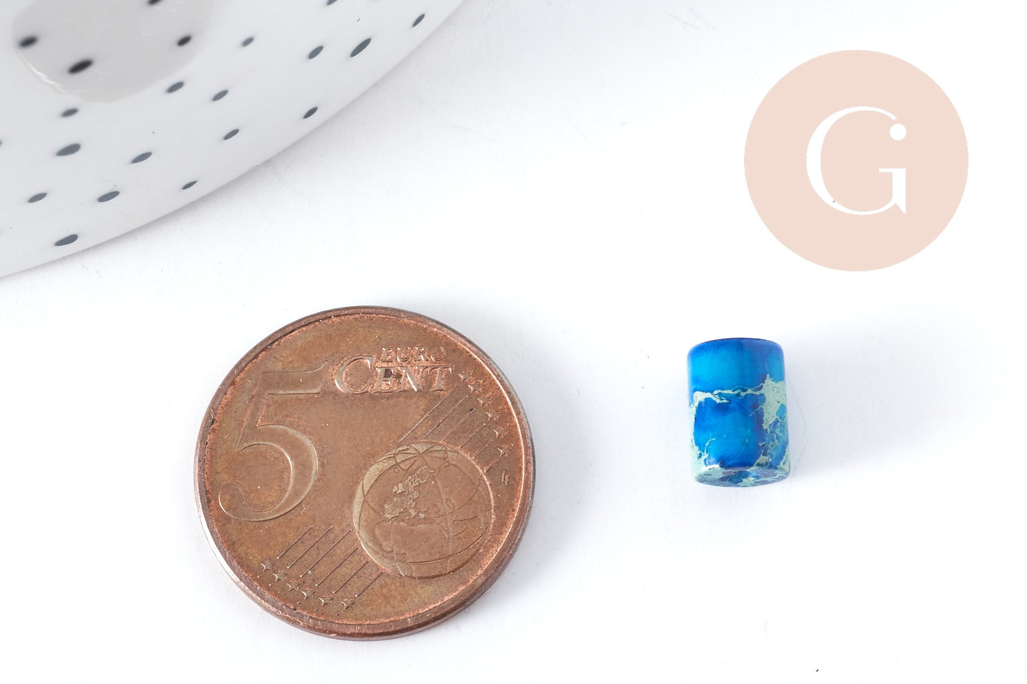 Perle tube jaspe impérial / regalite de synthèse bleu 8x6mm, x10 (G8282)