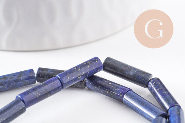 Perle tube lapis Lazulis naturel 13x4mm, des perles naturelles pour creation bijou en pierre naturelle lapis naturel,x1 fil, (G5167)