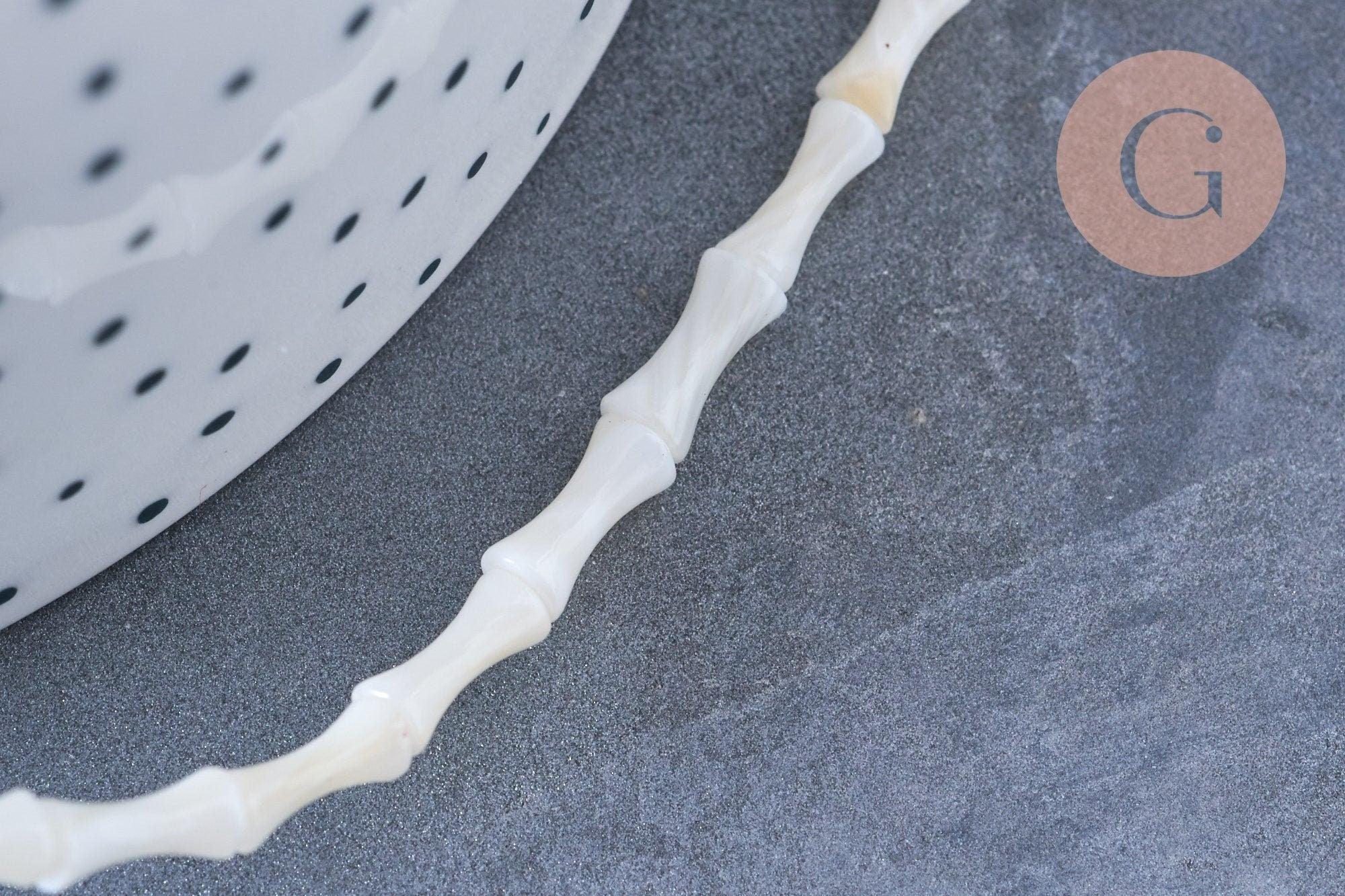 Perle tube nacre blanche naturelle 7.5-9mm, perle coquillage blanc,le fil de 40cm, x1 (G6604)