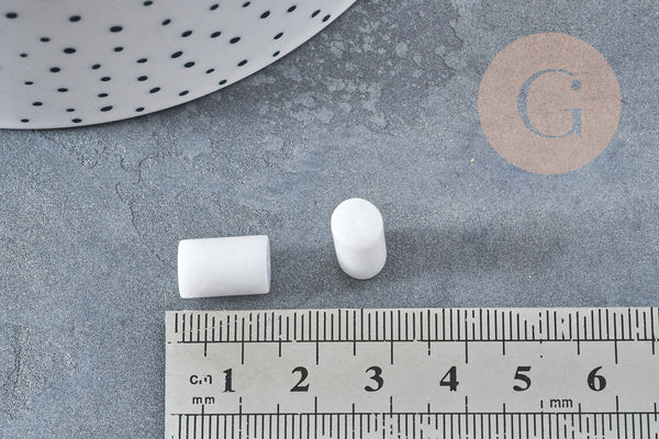 Perle tube quartz neige 12x7mm, x10 (G8830)