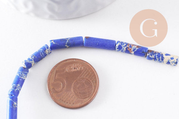 Perle tube sodalite,perles tube,sodalite naturelle,perle pierre, sodalite bleue,fil de 40cm, 13mm (G8248)