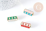 Perle tube talisman LOVE émail coloré laiton doré 22mm, perle dorée bijoux chance, x1 G9062