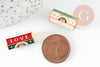 Perle tube talisman message "LOVE" émail coloré laiton doré 21.5 mm, x1 (G9415)