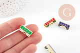 Perle tube talisman message "LOVE" émail coloré laiton doré 21.5 mm, x1 (G9415)