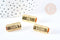 Perle tube talisman message THIS IS LOVE cristal laiton doré 21mm, perle dorée bijoux chance, x1 G7673