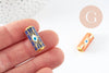 Perle tube talisman oeil protecteur émail coloré laiton doré 22mm, x1 (G9413)