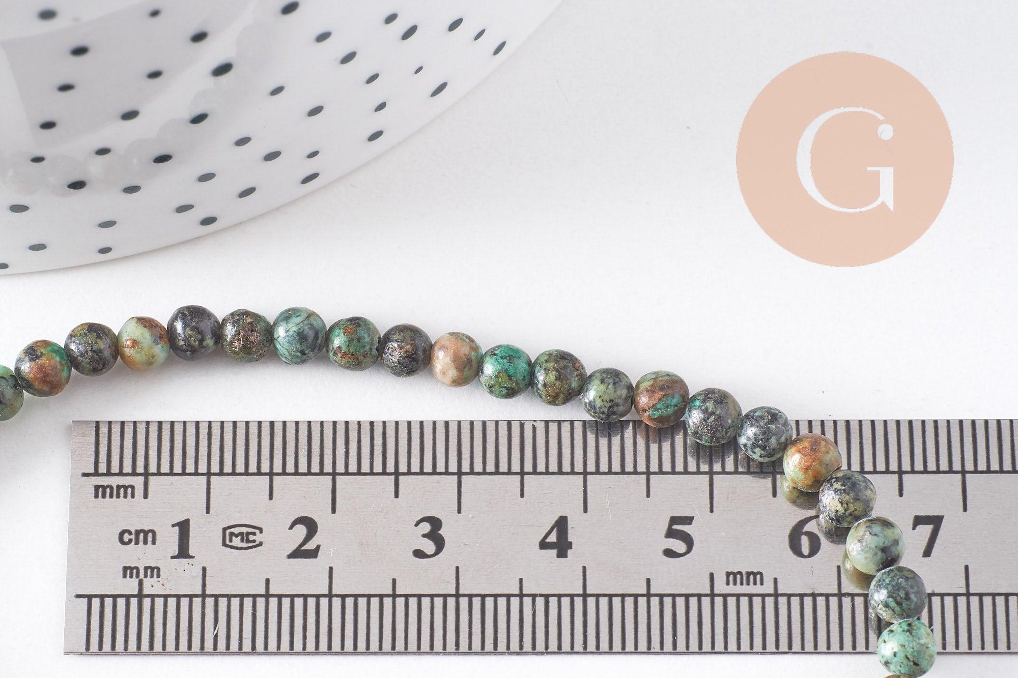 Perle turquoise africaine naturelle 4mm, x1 fil de 38cm (G1544)