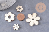 Perles Fleur en bois brut rondes 18-39mm, x10 (G10543)