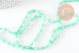 Perles Losange verre opaque facettée vert foncé 8x4mm, perle verre verte, cristal, fil de 58cm x1 (G7870)