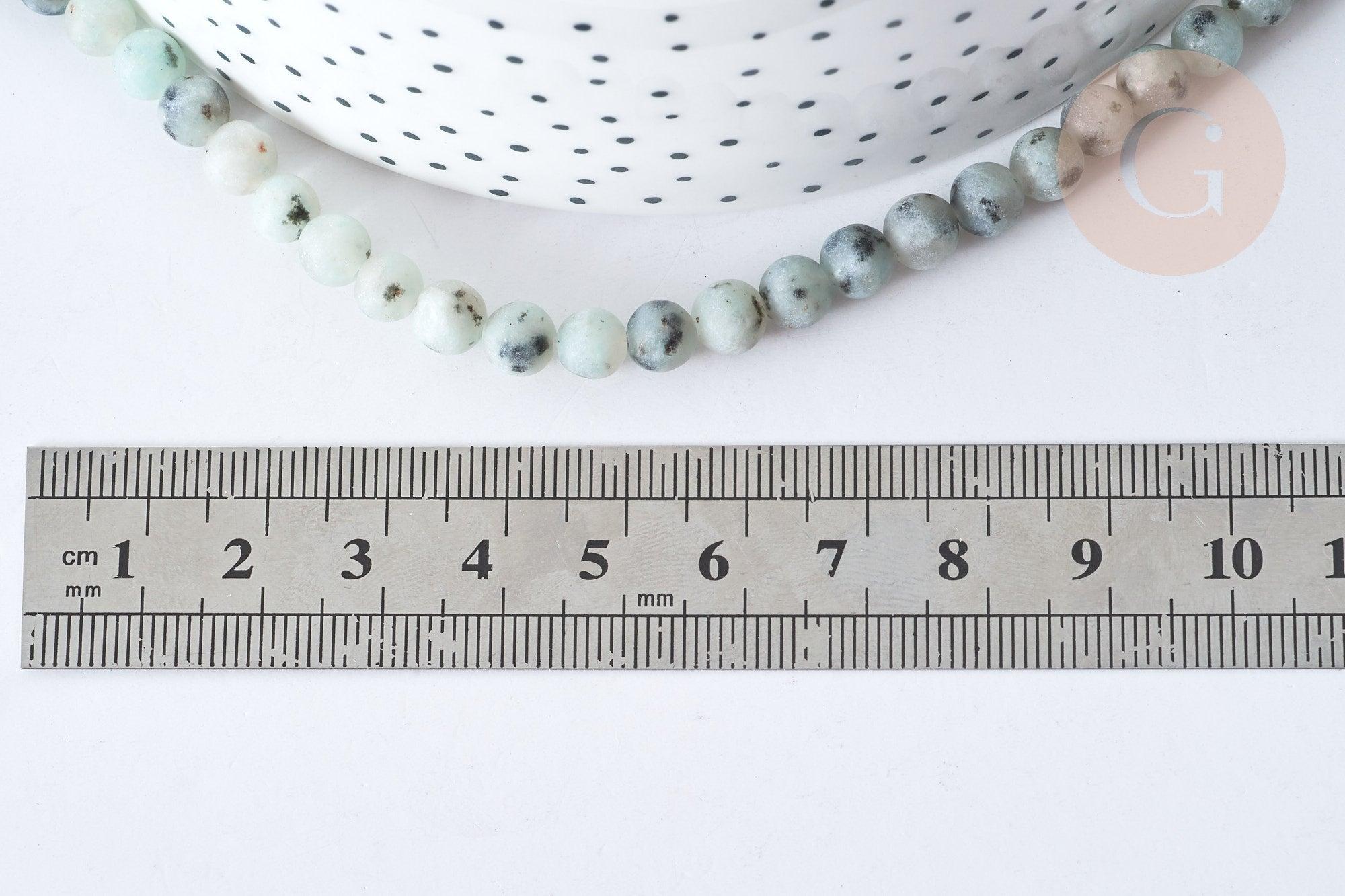 Perles Rondes Jaspe sésame kiwi naturel vert 6mm, x1 fil de 36cm (G7878)