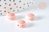 Perles Rondes plates porcelaine émaillée rose pastel 11mm, bijou céramique, x10 (G7442)