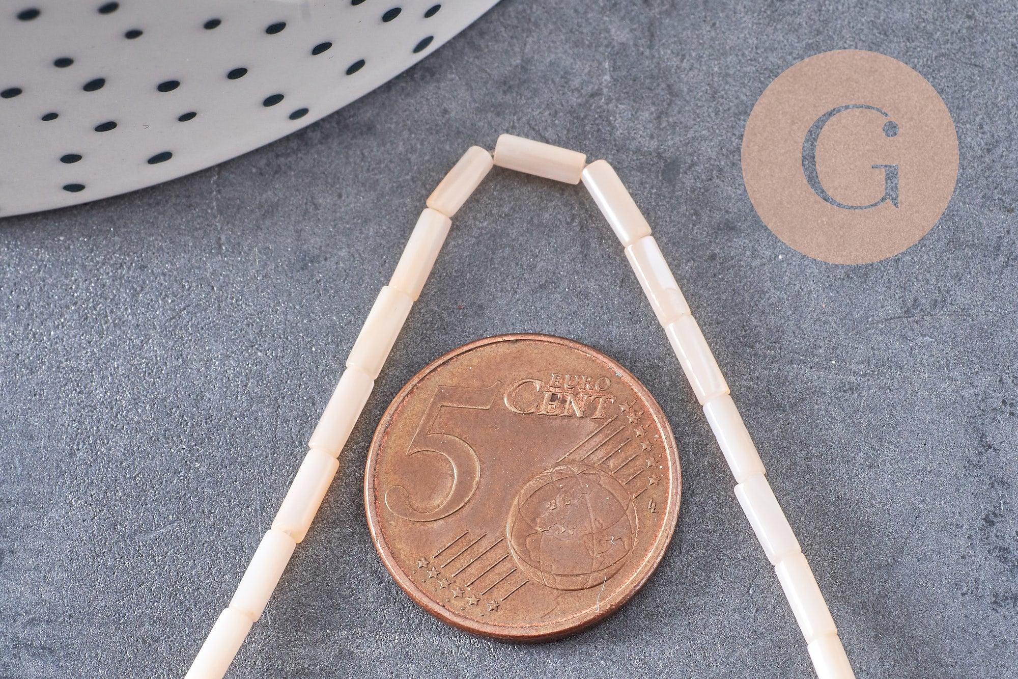 Perles Tube coquillage, perle nacre, perle tube, coquillage naturel,9mm, le fil de 38cm, x1 (G5416)