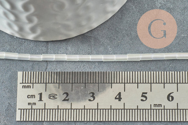 Perles Tube verre blanc opaque AB 4,5mm,fournitures création bijoux, le fil de 37cm, x1 (G6957)