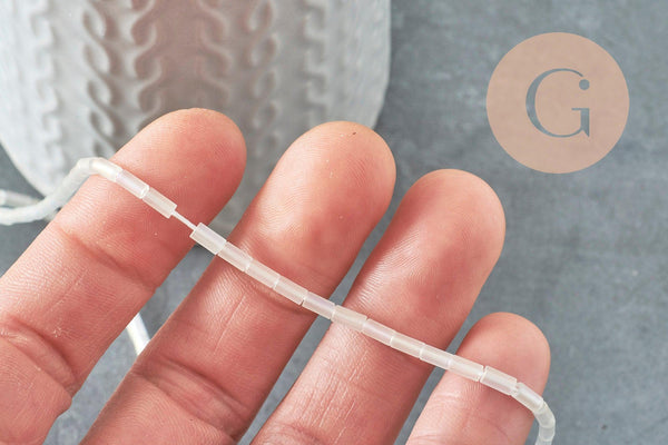 Perles Tube verre blanc opaque AB 4,5mm,fournitures création bijoux, le fil de 37cm, x1 (G6957)