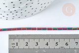Perles Tube verre violet irisé 4.5x2.5mm,perle tissage et fabrication bijoux, fil de 36cm, X1 (G7346)