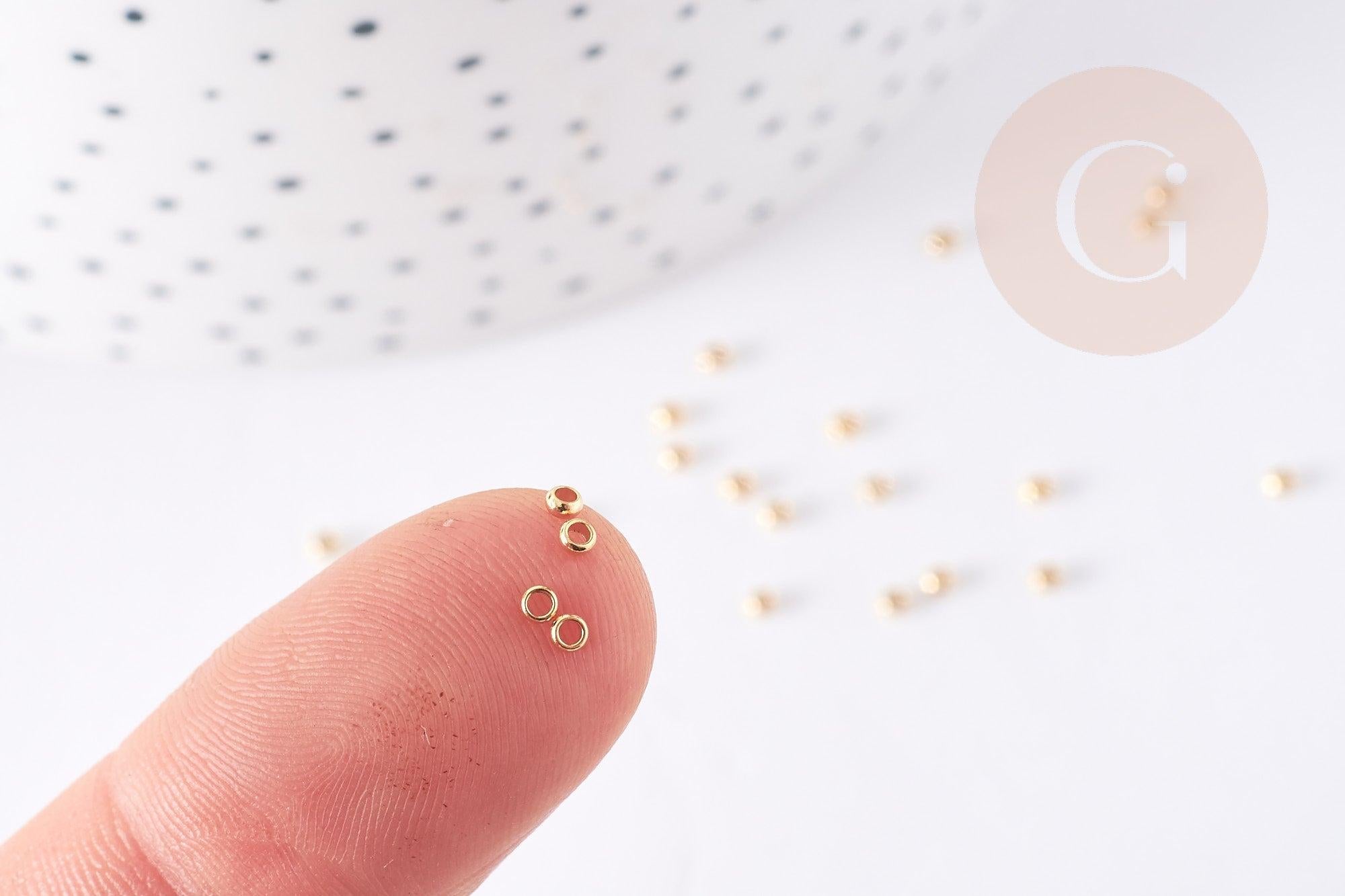 Perles à écraser acier 304 Doré inoxydable 2x1mm, x100 (1.2gr) (G1179)