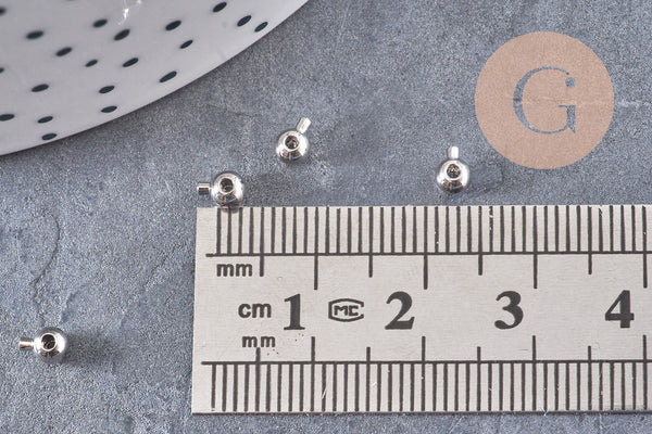 Perles à écraser boule 2 en 1 laiton platine, argentée ou dorée 3.5x2mm, x10 (G10826)