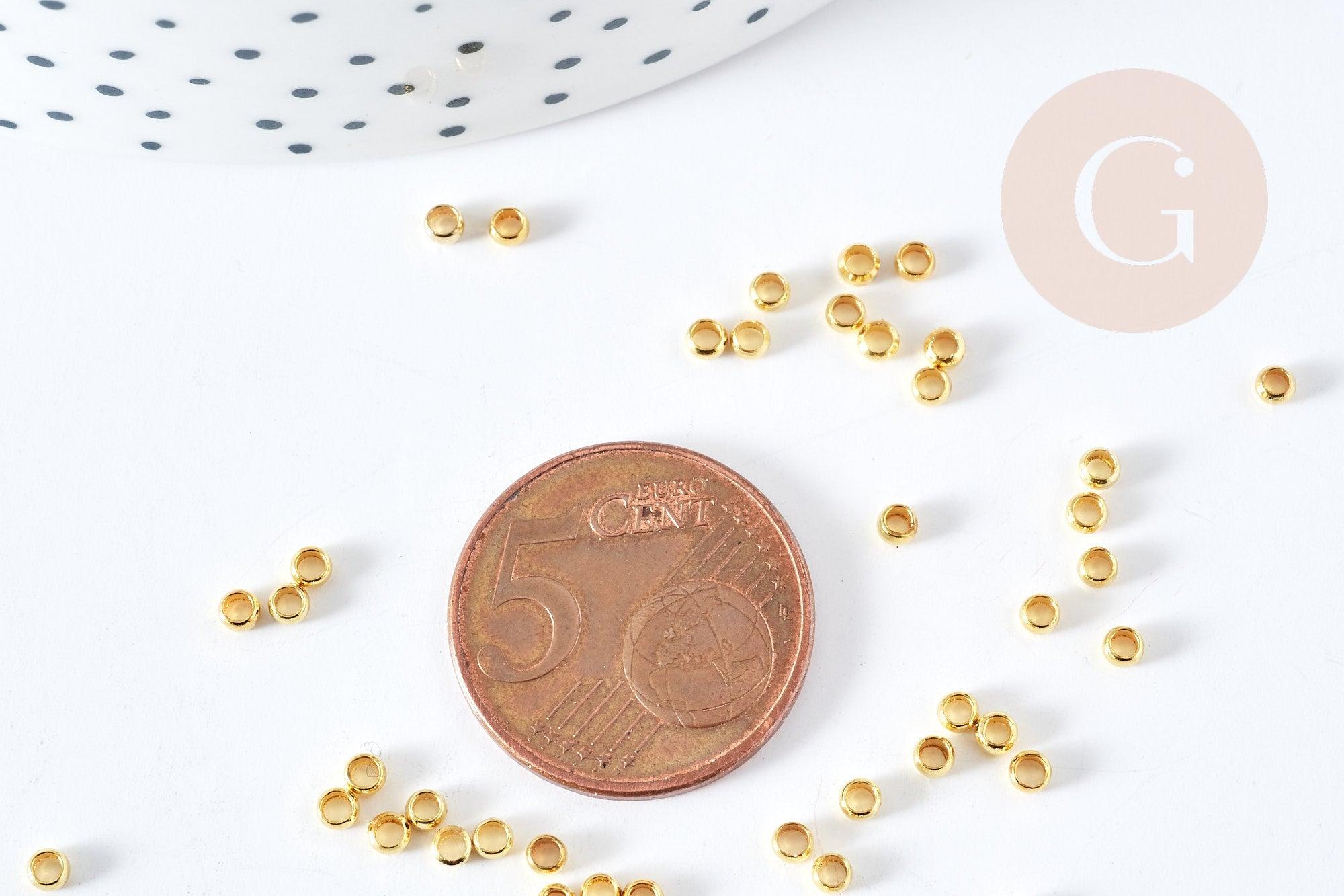 Perles à écraser laiton doré 2.5x1.5mm, x5Gr (G2551)