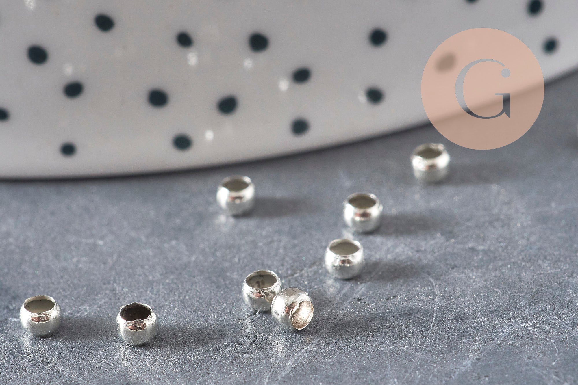 Crimp Beads Platinum Brass 3x2mm, x2 grams (G11207)