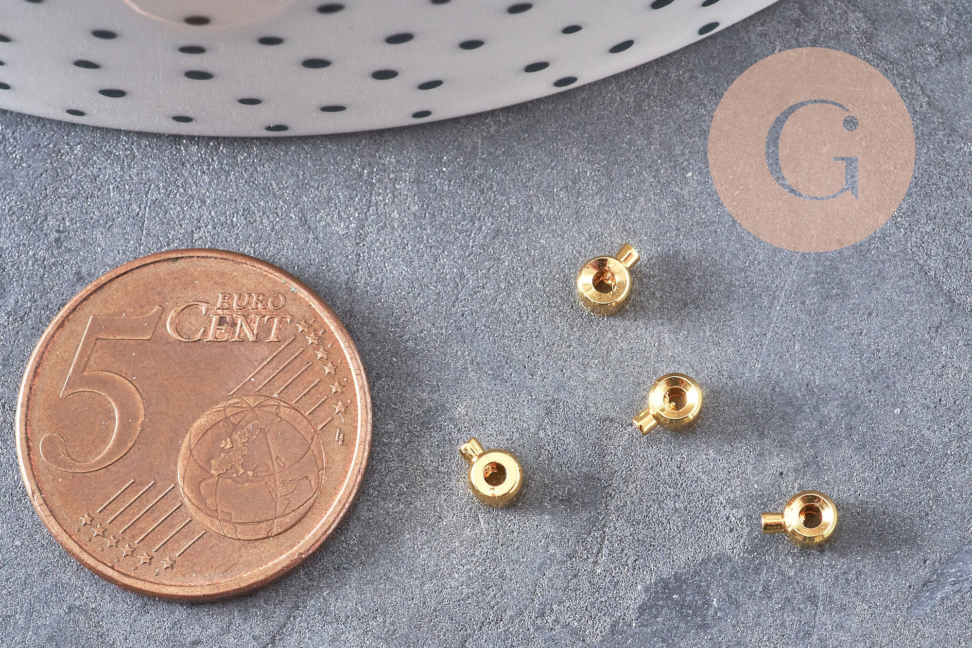 Perles à écraser tube 2 en 1 laiton platine ou dorée 4.5mm, x10 (G10825)