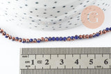 Perles abacus cristal bleu or 3x2mm, x1 fil de 38cm (G6178)