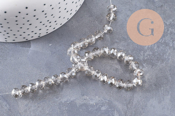 Perles abacus cristal facette gris 8mm x1 fil de 39cm (G0660)