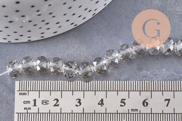 Perles abacus cristal facette gris 8mm x1 fil de 39cm (G0660)