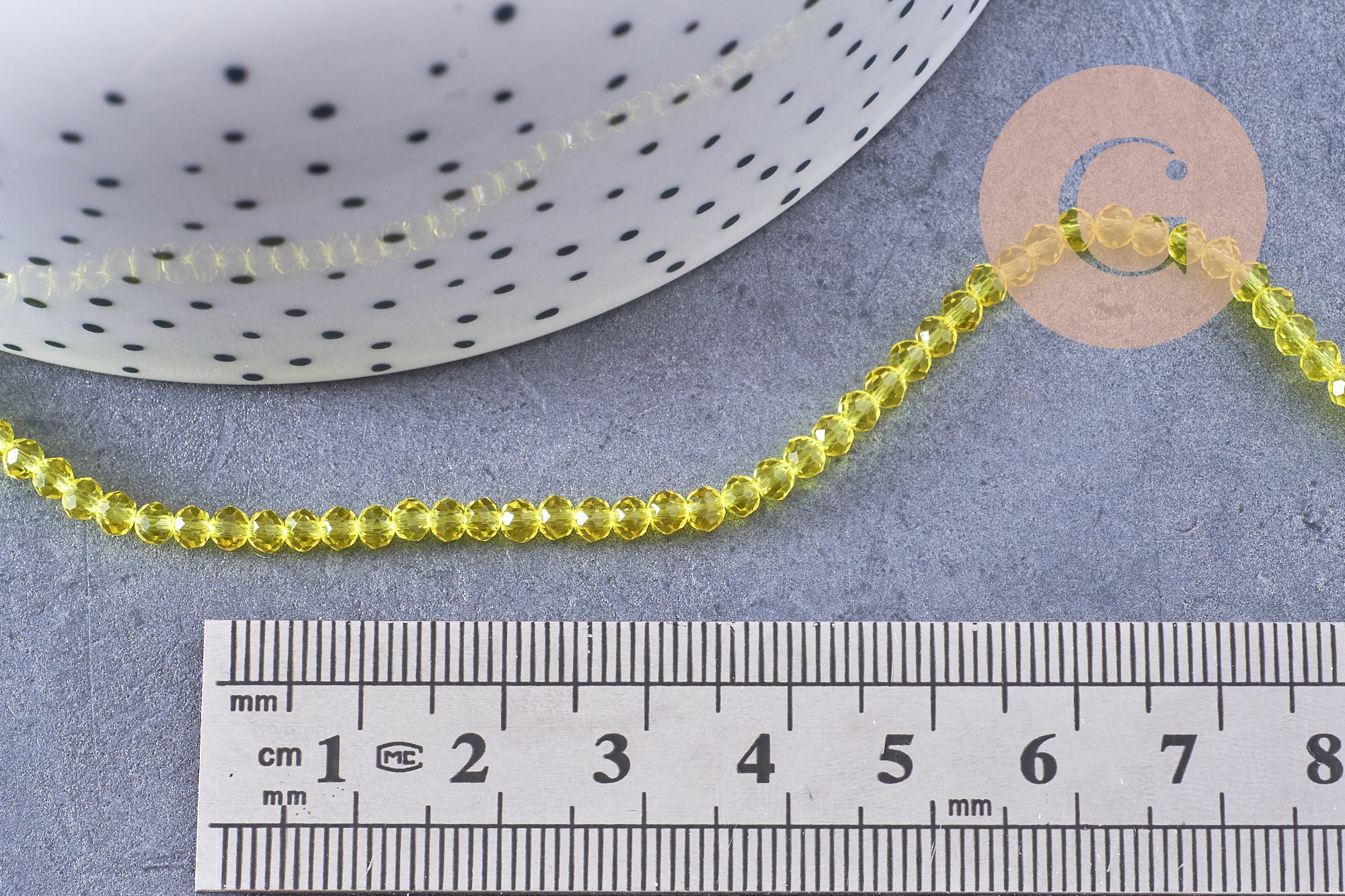 Perles abacus cristal jaune 2.9mm, x1 fil de 35cm (G10949)