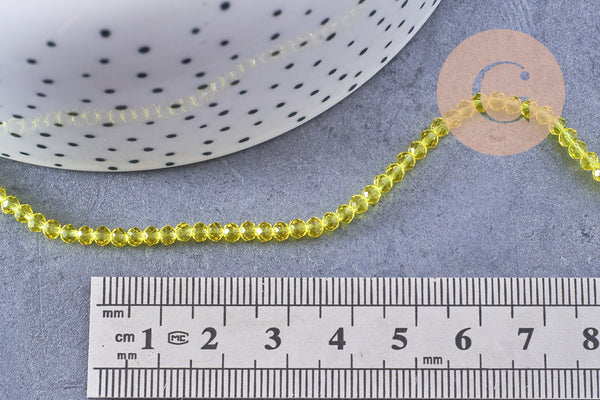 Perles abacus cristal jaune 2.9mm, x1 fil de 35cm (G10949)