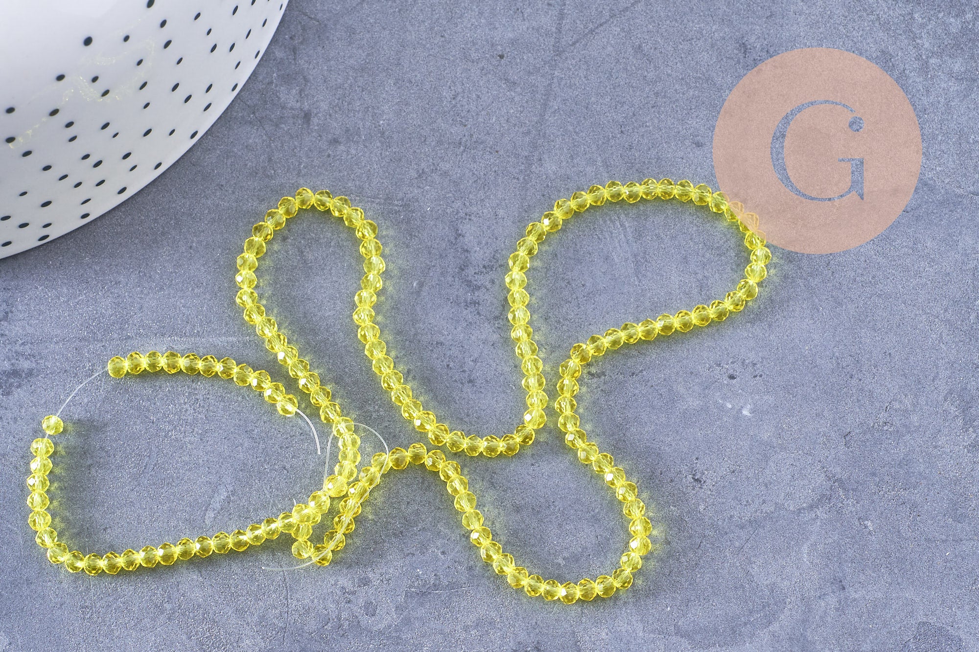 Perles abacus cristal jaune 2.9mm, x1 fil de 35cm (G10949)