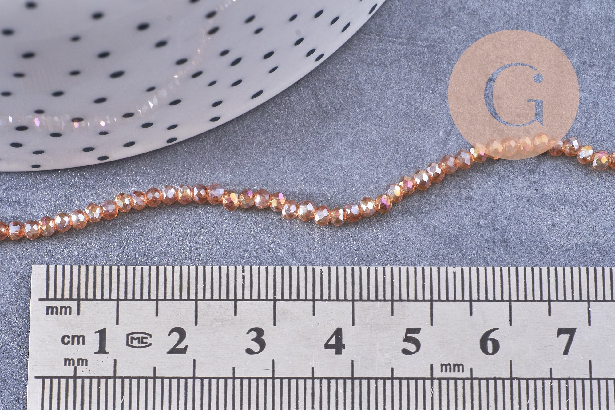 Perles abacus cristal jaune ambre irisé 2.7mm, x1 fil de 28cm (G10951)