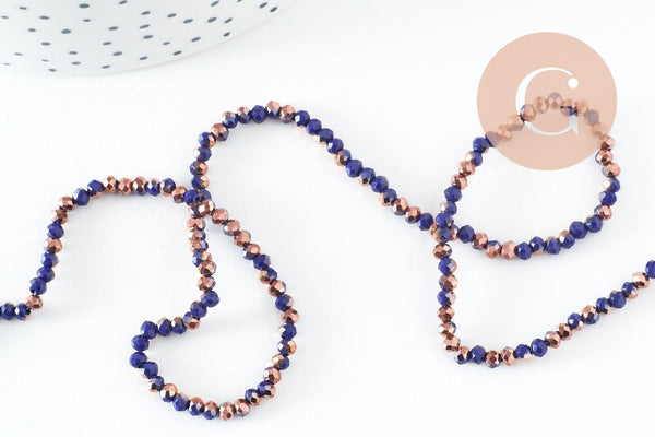 Perles abacus cristal noir cuivre 6x5mm, x1 fil de 38cm (G10899)