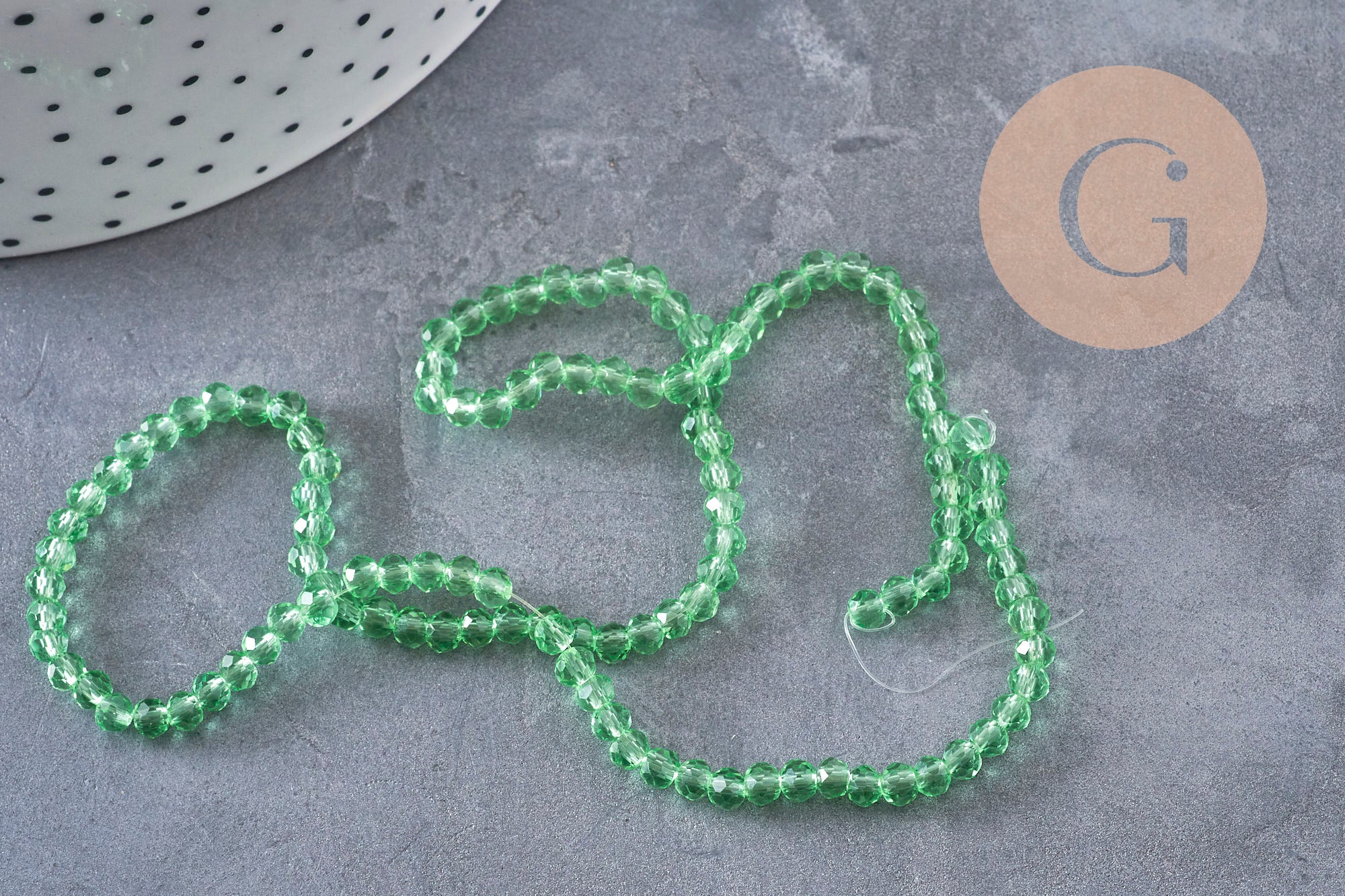 Perles abacus cristal vert clair transparent 3.5mm, x1 fil de 29cm (G10992)